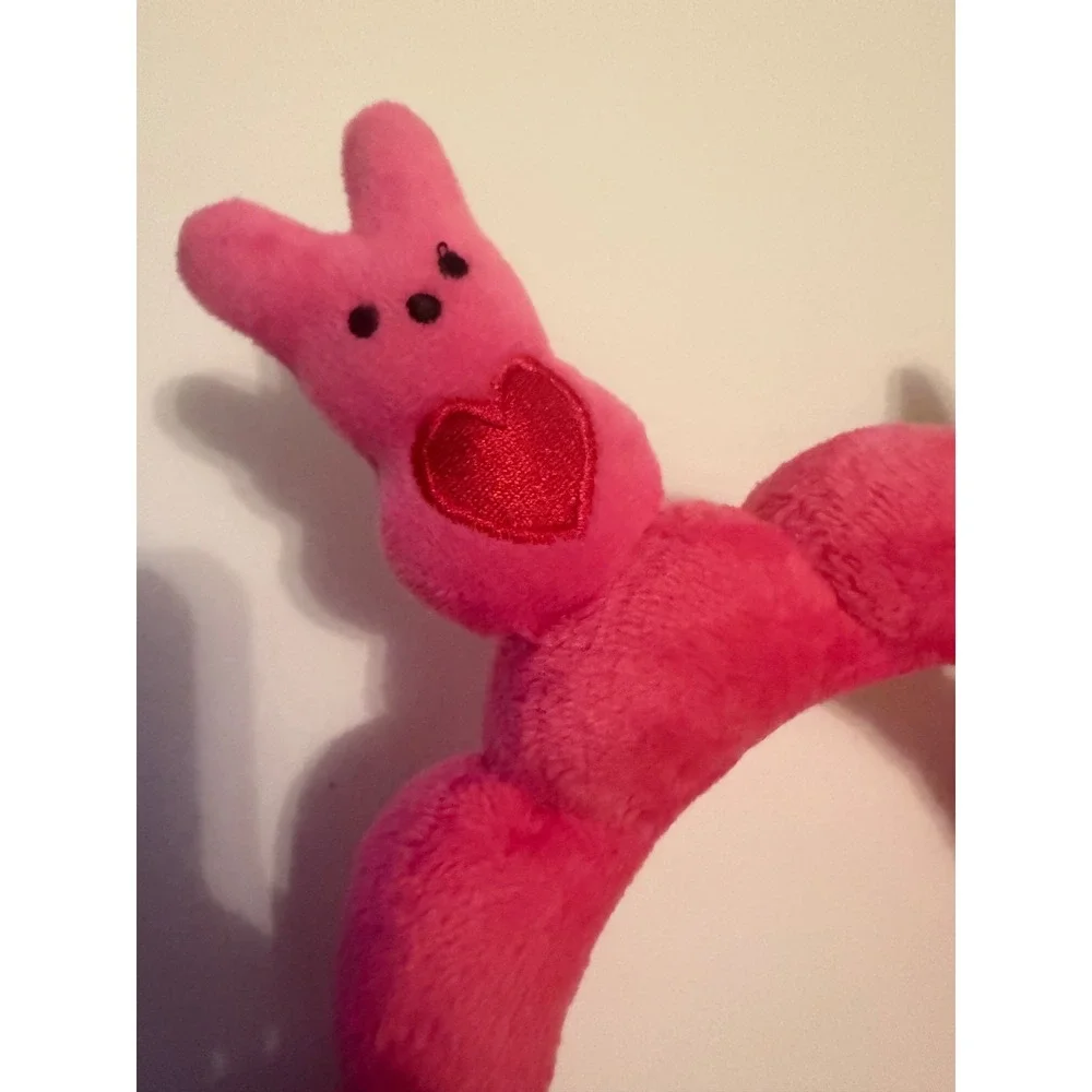 Peeps Pink Plush Bunny Headband with Red Hearts Easter Valentine Accessory